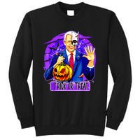 Funny Anti Joe Biden Hold Pumpkin Trick Or Treat Halloween Sweatshirt