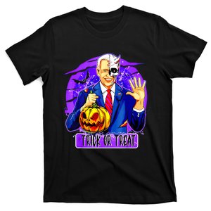 Funny Anti Joe Biden Hold Pumpkin Trick Or Treat Halloween T-Shirt