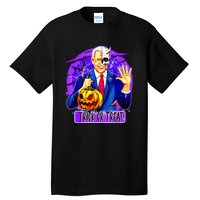 Funny Anti Joe Biden Hold Pumpkin Trick Or Treat Halloween Tall T-Shirt