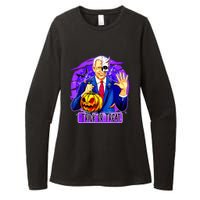 Funny Anti Joe Biden Hold Pumpkin Trick Or Treat Halloween Womens CVC Long Sleeve Shirt