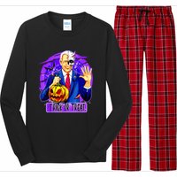 Funny Anti Joe Biden Hold Pumpkin Trick Or Treat Halloween Long Sleeve Pajama Set