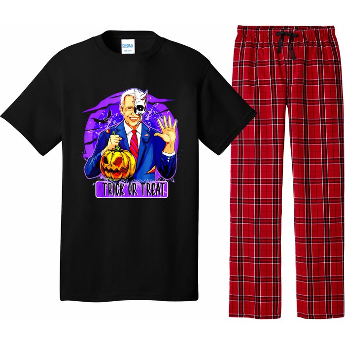 Funny Anti Joe Biden Hold Pumpkin Trick Or Treat Halloween Pajama Set