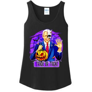 Funny Anti Joe Biden Hold Pumpkin Trick Or Treat Halloween Ladies Essential Tank