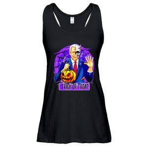 Funny Anti Joe Biden Hold Pumpkin Trick Or Treat Halloween Ladies Essential Flowy Tank