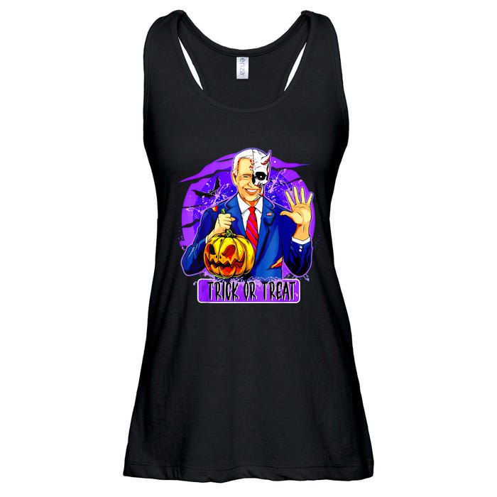 Funny Anti Joe Biden Hold Pumpkin Trick Or Treat Halloween Ladies Essential Flowy Tank