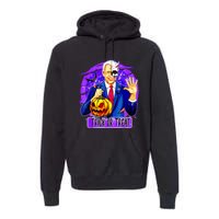 Funny Anti Joe Biden Hold Pumpkin Trick Or Treat Halloween Premium Hoodie