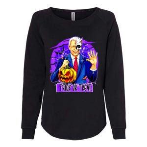 Funny Anti Joe Biden Hold Pumpkin Trick Or Treat Halloween Womens California Wash Sweatshirt