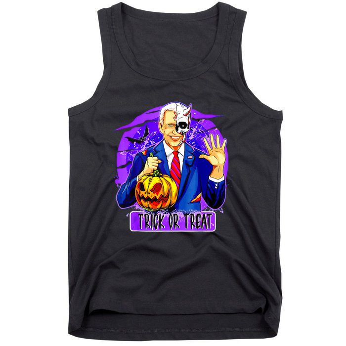 Funny Anti Joe Biden Hold Pumpkin Trick Or Treat Halloween Tank Top