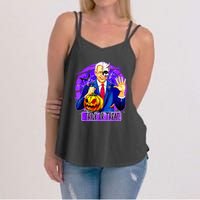 Funny Anti Joe Biden Hold Pumpkin Trick Or Treat Halloween Women's Strappy Tank