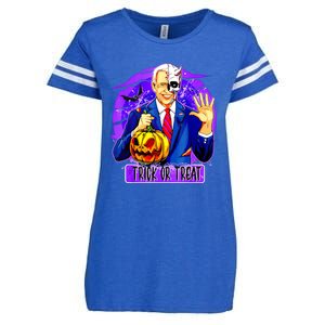 Funny Anti Joe Biden Hold Pumpkin Trick Or Treat Halloween Enza Ladies Jersey Football T-Shirt