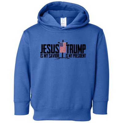 Funny American Jesus Is My Savior Trump Is My President Gift Funny Gift Toddler Hoodie