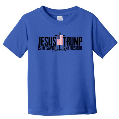 Funny American Jesus Is My Savior Trump Is My President Gift Funny Gift Toddler T-Shirt