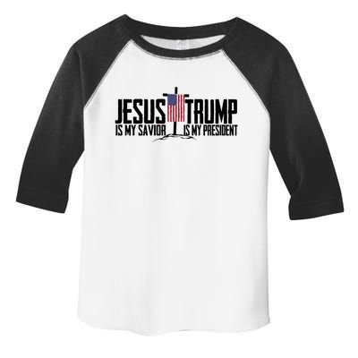 Funny American Jesus Is My Savior Trump Is My President Gift Funny Gift Toddler Fine Jersey T-Shirt