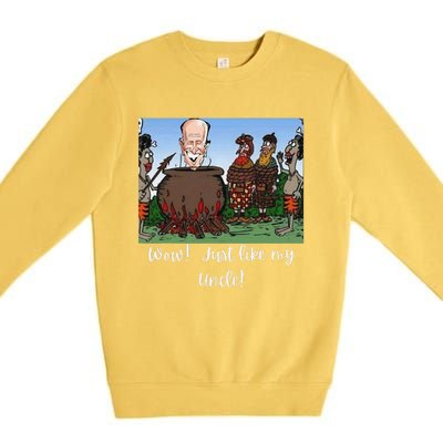 Funny Anti Joe Biden Cannibal Story About His Uncle Designed Premium Crewneck Sweatshirt