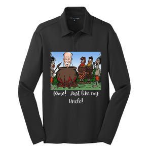 Funny Anti Joe Biden Cannibal Story About His Uncle Designed Silk Touch Performance Long Sleeve Polo