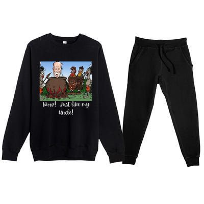 Funny Anti Joe Biden Cannibal Story About His Uncle Designed Premium Crewneck Sweatsuit Set