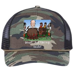 Funny Anti Joe Biden Cannibal Story About His Uncle Designed Retro Rope Trucker Hat Cap