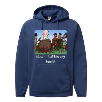 Funny Anti Joe Biden Cannibal Story About His Uncle Designed Performance Fleece Hoodie