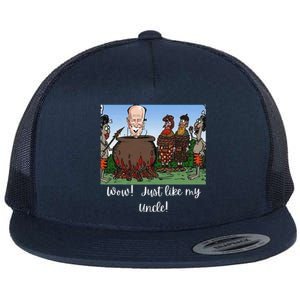 Funny Anti Joe Biden Cannibal Story About His Uncle Designed Flat Bill Trucker Hat