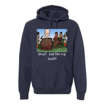 Funny Anti Joe Biden Cannibal Story About His Uncle Designed Premium Hoodie