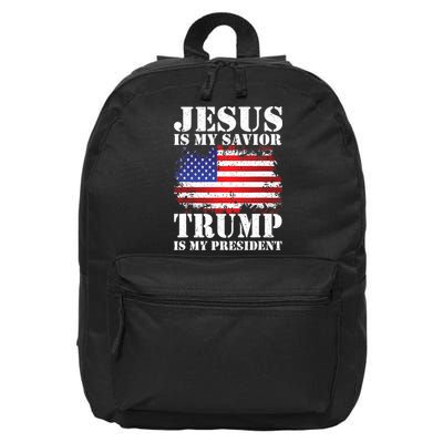 Funny American Jesus Is My Savior Trump Is My President 16 in Basic Backpack