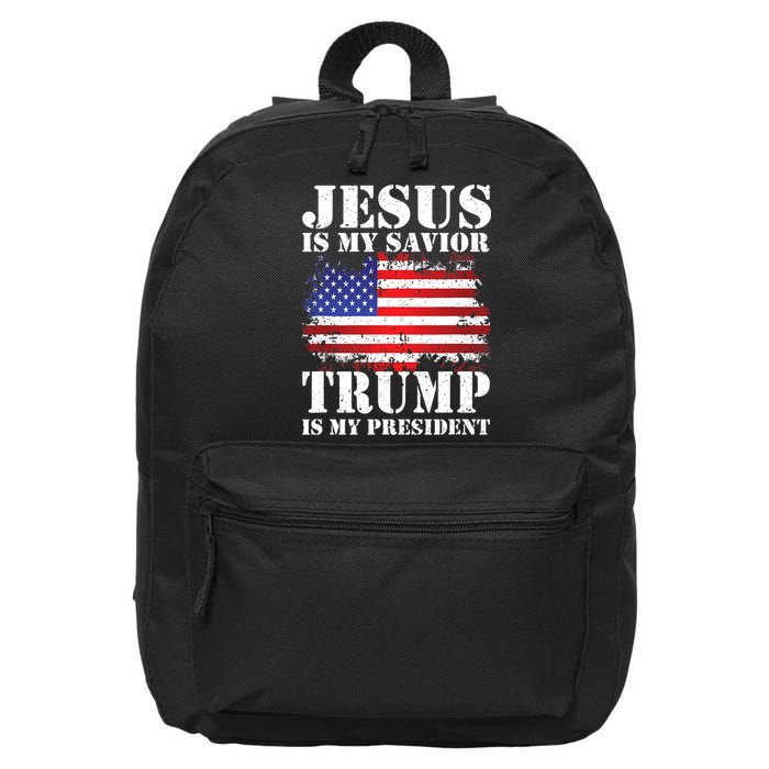Funny American Jesus Is My Savior Trump Is My President 16 in Basic Backpack