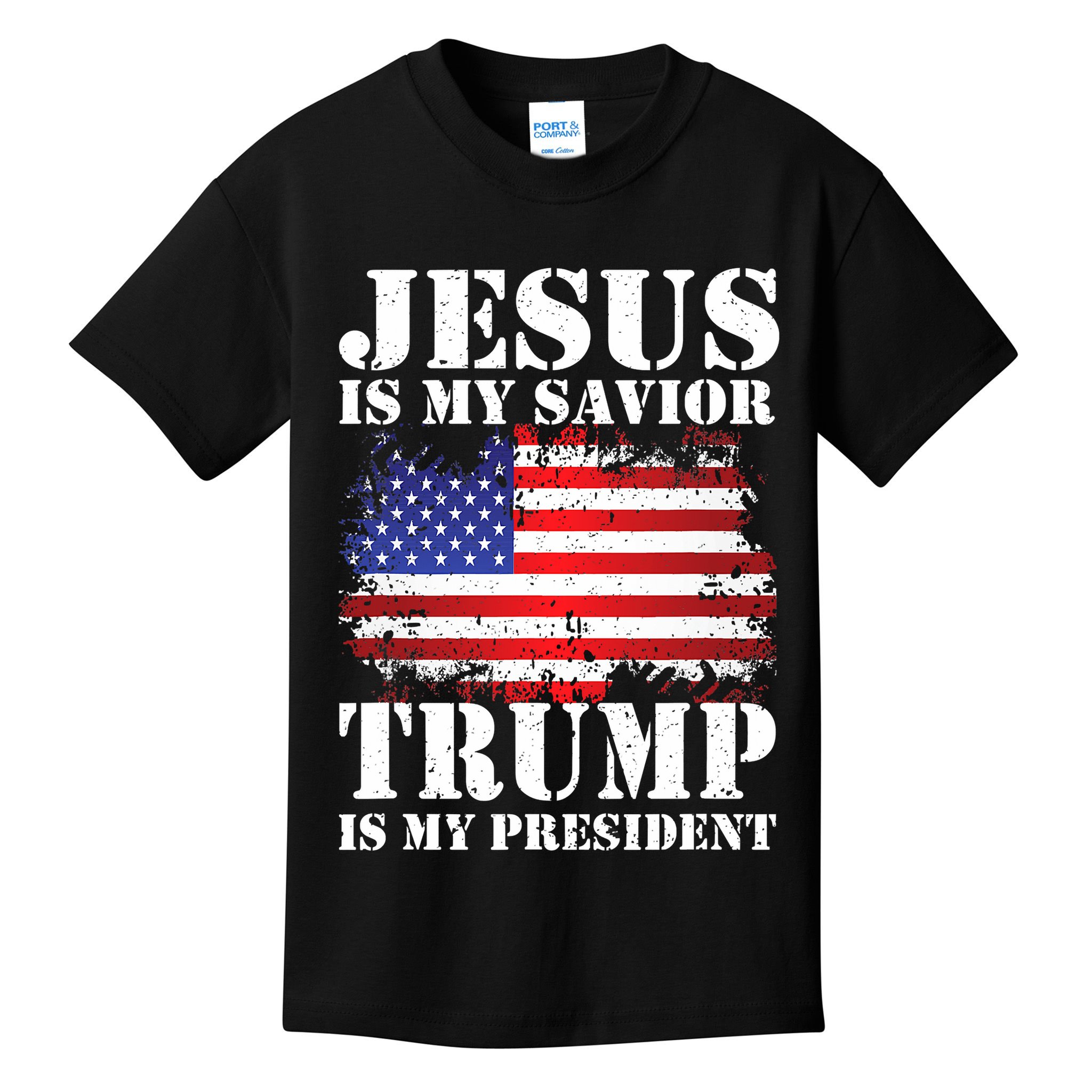 Funny American Jesus Is My Savior Trump Is My President Kids T-Shirt