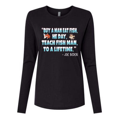 Funny Anti Joe Biden Is An Idiot Political Sarcastic Fishing Womens Cotton Relaxed Long Sleeve T-Shirt