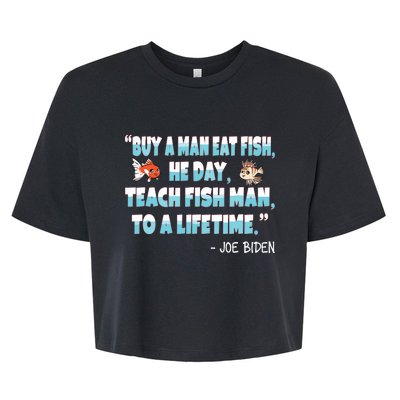 Funny Anti Joe Biden Is An Idiot Political Sarcastic Fishing Bella+Canvas Jersey Crop Tee