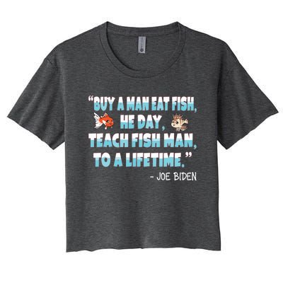 Funny Anti Joe Biden Is An Idiot Political Sarcastic Fishing Women's Crop Top Tee