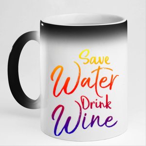 Funny Alcohol Joke Quote Save Water Wine Gift 11oz Black Color Changing Mug