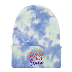 Funny Alcohol Joke Quote Save Water Wine Gift Tie Dye 12in Knit Beanie