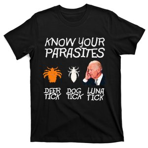 Funny Anti Joe Biden Know Your Parasites Lunatick Sarcasm T-Shirt