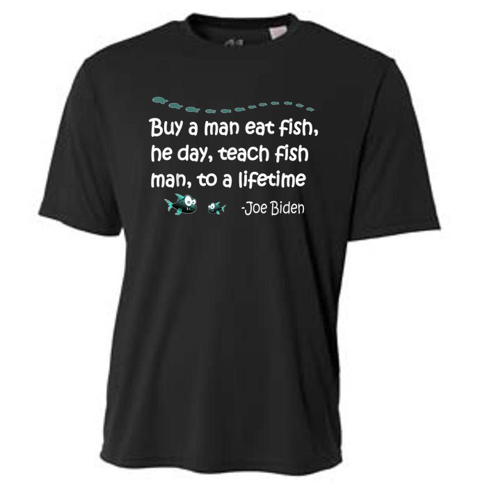 Funny Anti Joe Biden Political Funny Sarcastic Fishing Idiot Cooling Performance Crew T-Shirt