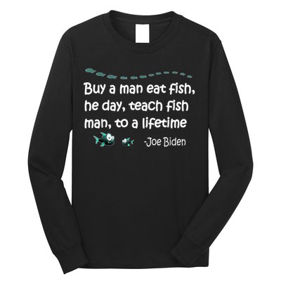 Funny Anti Joe Biden Political Funny Sarcastic Fishing Idiot Long Sleeve Shirt