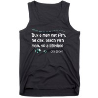 Funny Anti Joe Biden Political Funny Sarcastic Fishing Idiot Tank Top