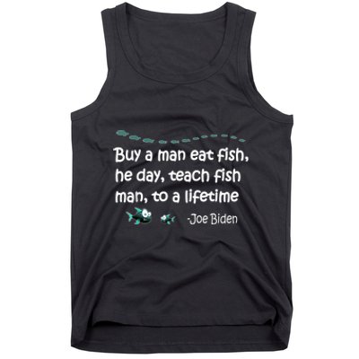 Funny Anti Joe Biden Political Funny Sarcastic Fishing Idiot Tank Top