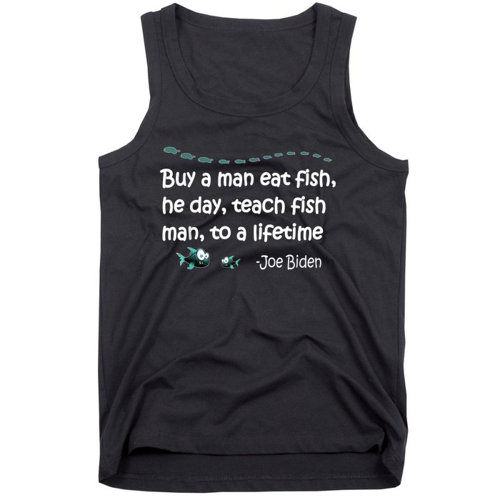 Funny Anti Joe Biden Political Funny Sarcastic Fishing Idiot Tank Top