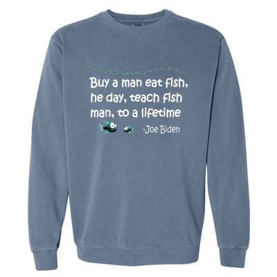 Funny Anti Joe Biden Political Funny Sarcastic Fishing Idiot Garment-Dyed Sweatshirt