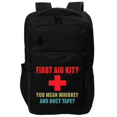 First Aid Kit Whiskey And Duct Tape Funny Dad Joke Gag Impact Tech Backpack