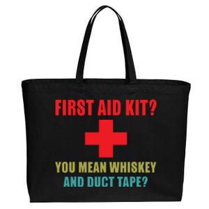 First Aid Kit Whiskey And Duct Tape Funny Dad Joke Gag Cotton Canvas Jumbo Tote