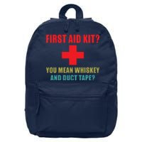 First Aid Kit Whiskey And Duct Tape Funny Dad Joke Gag 16 in Basic Backpack