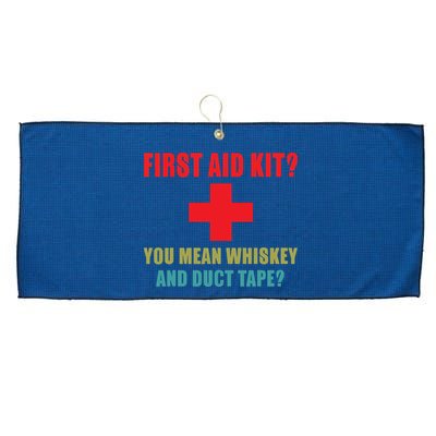 First Aid Kit Whiskey And Duct Tape Funny Dad Joke Gag Large Microfiber Waffle Golf Towel