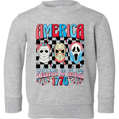 Funny America Killing IT Since 1776 Horror 4th Of July USA Toddler Sweatshirt