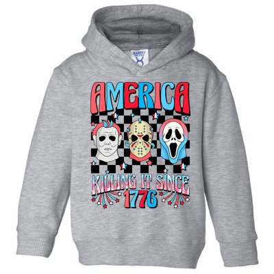 Funny America Killing IT Since 1776 Horror 4th Of July USA Toddler Hoodie