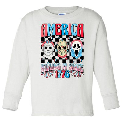 Funny America Killing IT Since 1776 Horror 4th Of July USA Toddler Long Sleeve Shirt