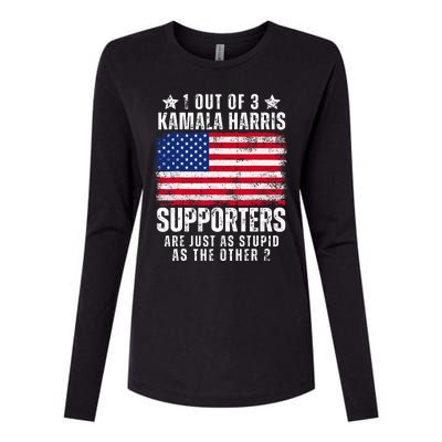 Funny Anti Kamala Harris Stupid Joke American Flag Usa Humor Womens Cotton Relaxed Long Sleeve T-Shirt