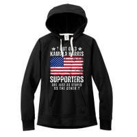 Funny Anti Kamala Harris Stupid Joke American Flag Usa Humor Women's Fleece Hoodie