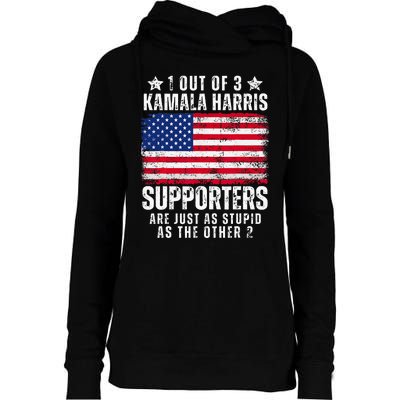 Funny Anti Kamala Harris Stupid Joke American Flag Usa Humor Womens Funnel Neck Pullover Hood