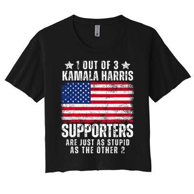 Funny Anti Kamala Harris Stupid Joke American Flag Usa Humor Women's Crop Top Tee